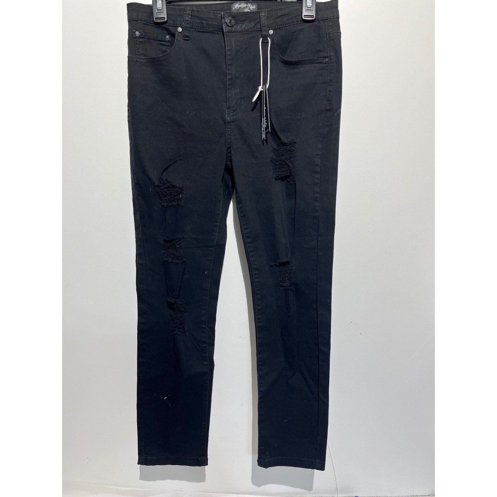 Monkey Ride Premium Black Distressed Ripped Skinny Jeans NWT Size 13/31 JP0084AK